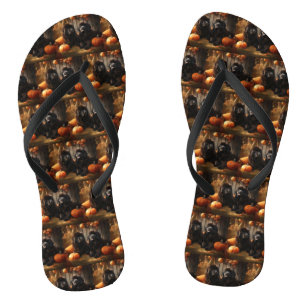 Newfoundland Puppy Herfstpracht Pompoen Teenslippers