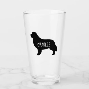 Newfoundland Silhouette gepersonaliseerde hond Glas