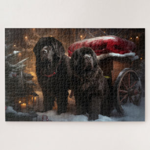 Newfoundland Sneeuw Slede Kerst Decoratie Legpuzzel