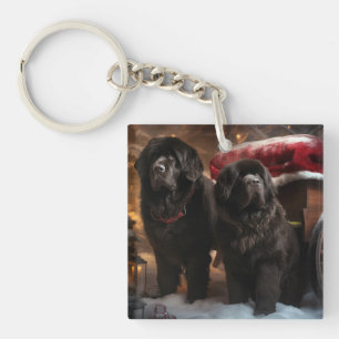Newfoundland Sneeuw Slede Kerst Decoratie Sleutelhanger