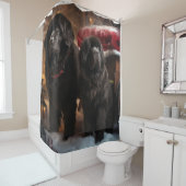 Newfoundland Snowy Sleigh Kerst Decor Douchegordijn (In situ)