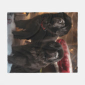 Newfoundland Snowy Sleigh Kerst Decor Fleece Deken (Voorkant (Horizontaal))