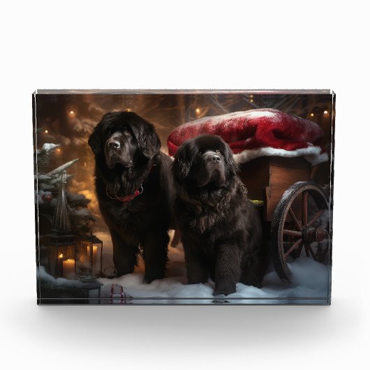 Newfoundland Snowy Sleigh Kerst Decor Fotoblokken (Voorkant)