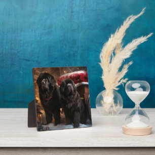 Newfoundland Snowy Sleigh Kerst Decor Fotoplaat