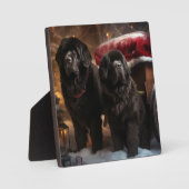 Newfoundland Snowy Sleigh Kerst Decor Fotoplaat (Voorkant)