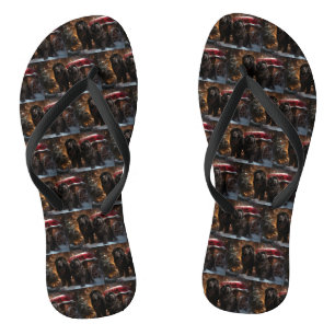 Newfoundland Snowy Sleigh Kerst Decor Teenslippers