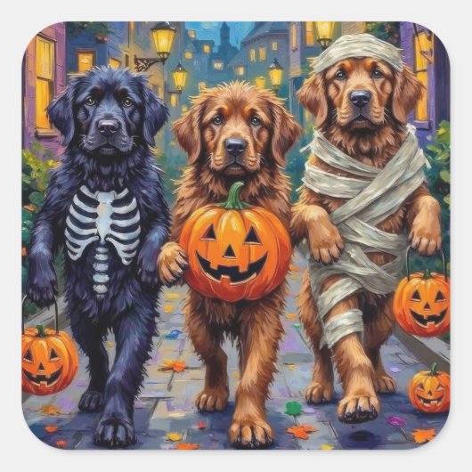 Newfoundland Trick-or-Treating Halloween kostuums Vierkante Sticker (Voorkant)