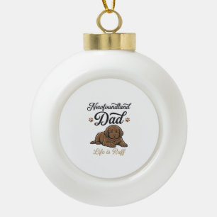 Newfoundland Vader Leven Is Ruff Vintage Hond Shir Keramische Bal Ornament