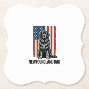 Newfoundland Vader Patriottische Hond Retro Kartonnen Onderzetters