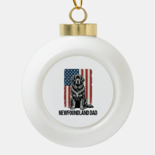 Newfoundland Vader Patriottische Hond Retro Keramische Bal Ornament