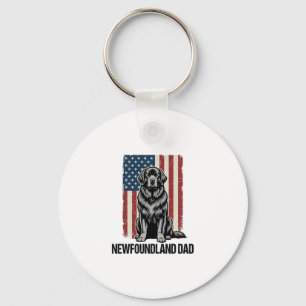 Newfoundland Vader Patriottische Hond Retro Sleutelhanger
