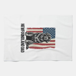 Newfoundland Vader Patriottische Hond Retro Theedoek