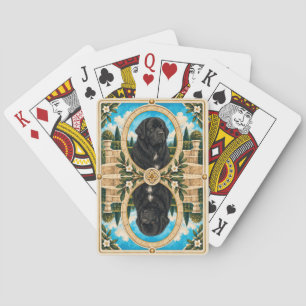 Newfoundland, Vintage Waterverf Honden Kunst Pokerkaarten