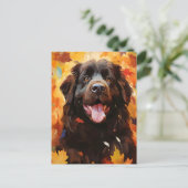 Newfoundlander hond Herfst Thanksgiving Briefkaart (Staand voorkant)