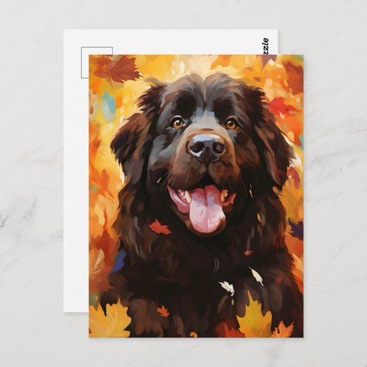 Newfoundlander hond Herfst Thanksgiving Briefkaart (Voorkant / Achterkant)