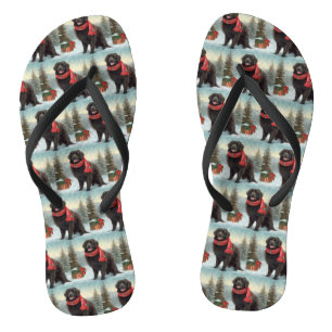 Newfoundlander in Sneeuw Kerstmis Teenslippers