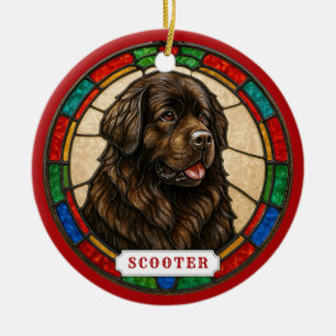 Newfoundlander keramische cirkelvormige kerstversi keramisch ornament