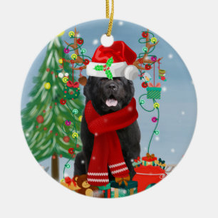 Newfoundlandhond met kerstcadeaus keramisch ornament