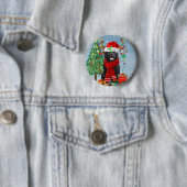 Newfoundlandhond met kerstcadeaus ronde button 5,7 cm (In situ)