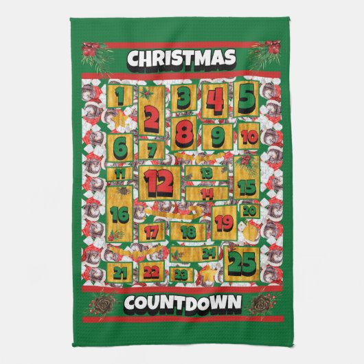 Newfypoo Counting Kerstmis Advent Calendar Dog Theedoek (Verticaal)