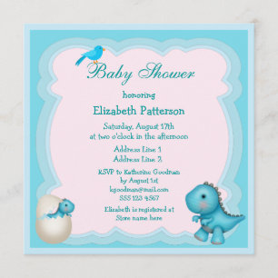 Newly Hatched Baby Boy Dinosaur Baby shower Kaart