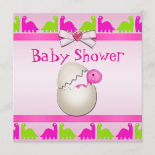 Newly Hatched Baby Girl Dinosaur Baby shower Kaart