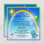 Newly Hatched Boy Dinosaur Rainbow Baby shower Kaart (Voorkant / Achterkant)