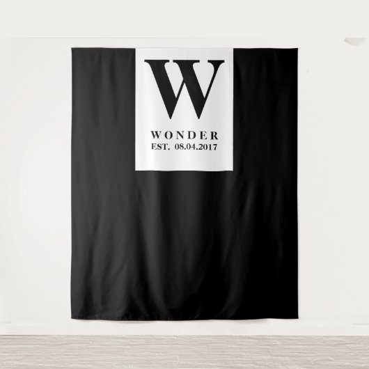 Newly Wed Monogram black Wedding backdrop Wandkleed (Voorkant)
