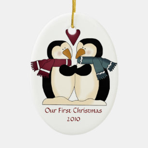 Newly Wed Penguins Ornament