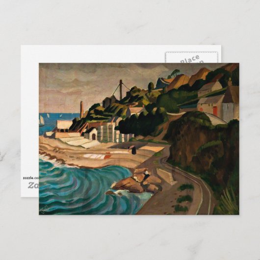 Newlyn, kijkend naar Mousehole - Currie kunst Briefkaart (Voorkant / Achterkant)