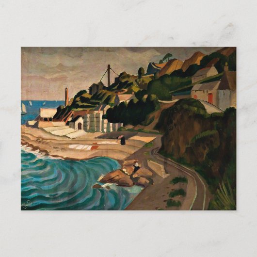 Newlyn, kijkend naar Mousehole - Currie kunst Briefkaart (Voorkant)