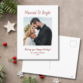 Newlywed Married and Bright Photo Christmas Feestdagenkaart