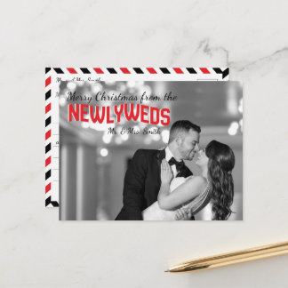 Newlyweds Christmas Holiday Photo Postcards Briefkaart