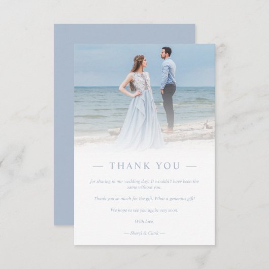 Newlyweds Custom Photo Transparency Simple Script Bedankkaart (Voorkant / Achterkant)