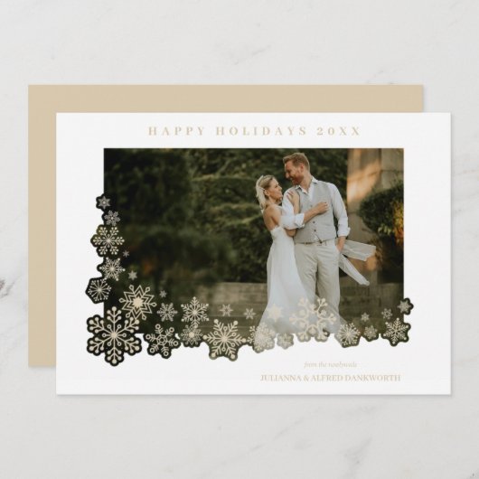 Newlyweds First Christmas Snowflakes Frame Photo (Voorkant / Achterkant)