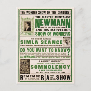 Newmann: Master Mentalist, 1930 Briefkaart