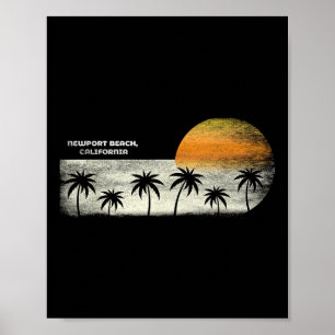 Newport Beach Ca Ocean Sunset en Palm Tre Poster