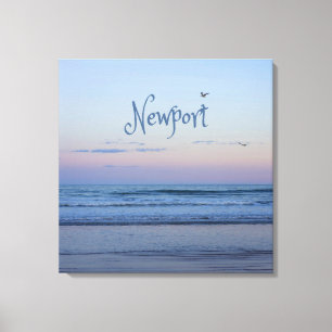 Newport Beach California Ocean Sunrise Blue Canvas Afdruk
