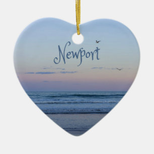Newport Beach California Ocean Sunrise Blue Keramisch Ornament