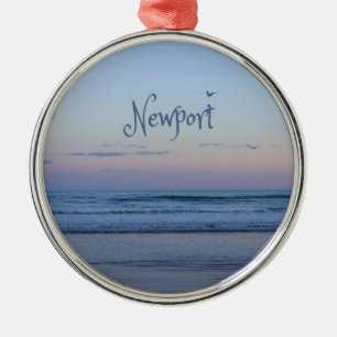 Newport Beach California Ocean Sunrise Blue Metalen Ornament