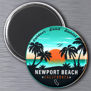 Newport Beach California Retro Sunset Souvenir 80s Magneet