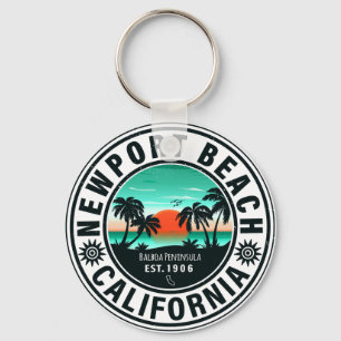 Newport Beach California Retro Sunset Souvenir 80s Sleutelhanger