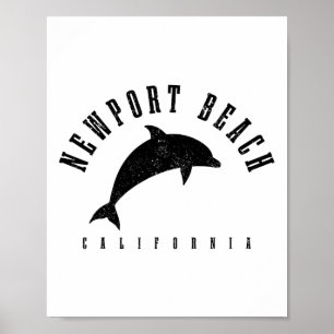 Newport Beach Californië Ca Vintage Dolfijn Vakant Poster