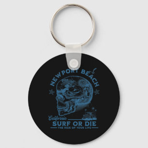 Newport Beach Surfende Meisje Stille Oceaan Surfpl Sleutelhanger
