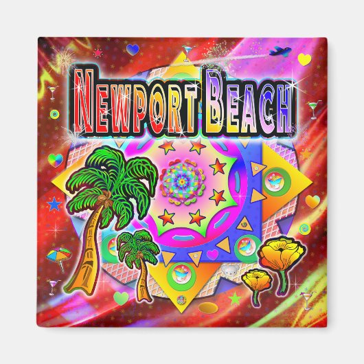 Newport Beach Tropical Friends Magnet Magneet (Voorkant)
