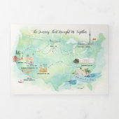 Newport Beach Watercolor Map Tri-Fold Invitation (Page de couverture)