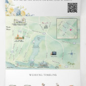 Newport Beach Watercolor Map Tri-Fold Invitation (Intérieur au milieu)