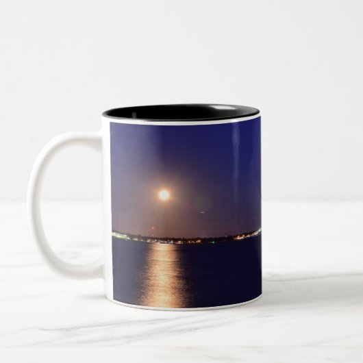 Newport Bridge Full Moon Two-Tone Coffee Mug (Gauche)