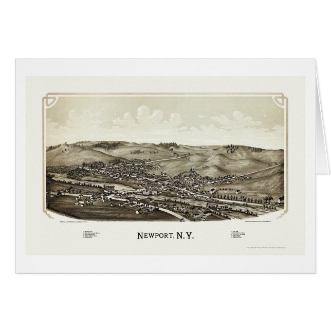Newport, carte panoramique de NY - 1890 (Devant horizontal)