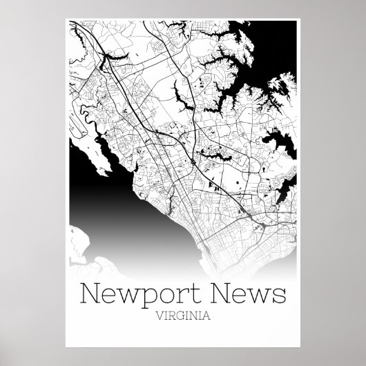 Newport News Map - Virginie - City Map Poster (Devant)